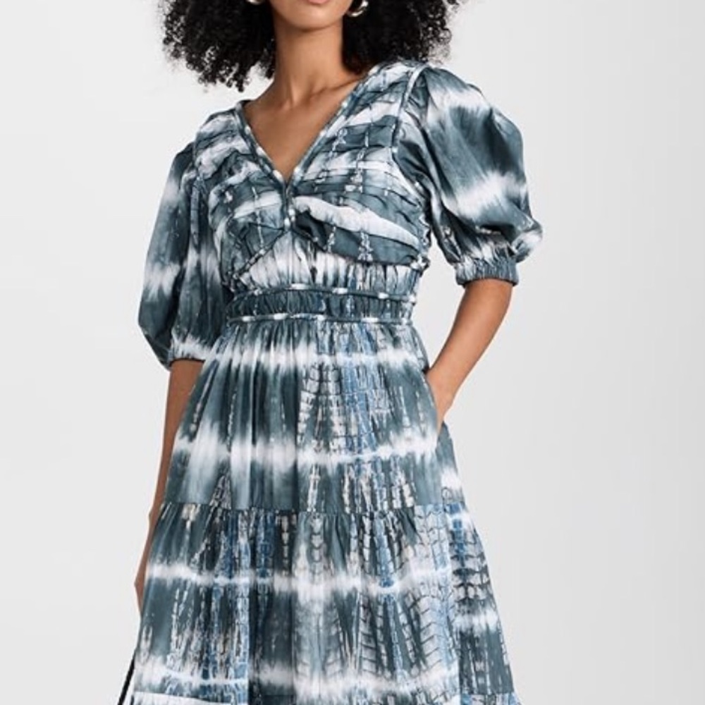 NWT Sea New York Nadia Tie Dye Puff Sleeve V Neck Dress XS - Picture 5 of 5